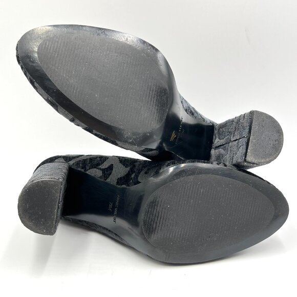 Nine West Womens Size 7.5 Black Tapestry Block Heels Pumps Shoes - Picture 12 of 13